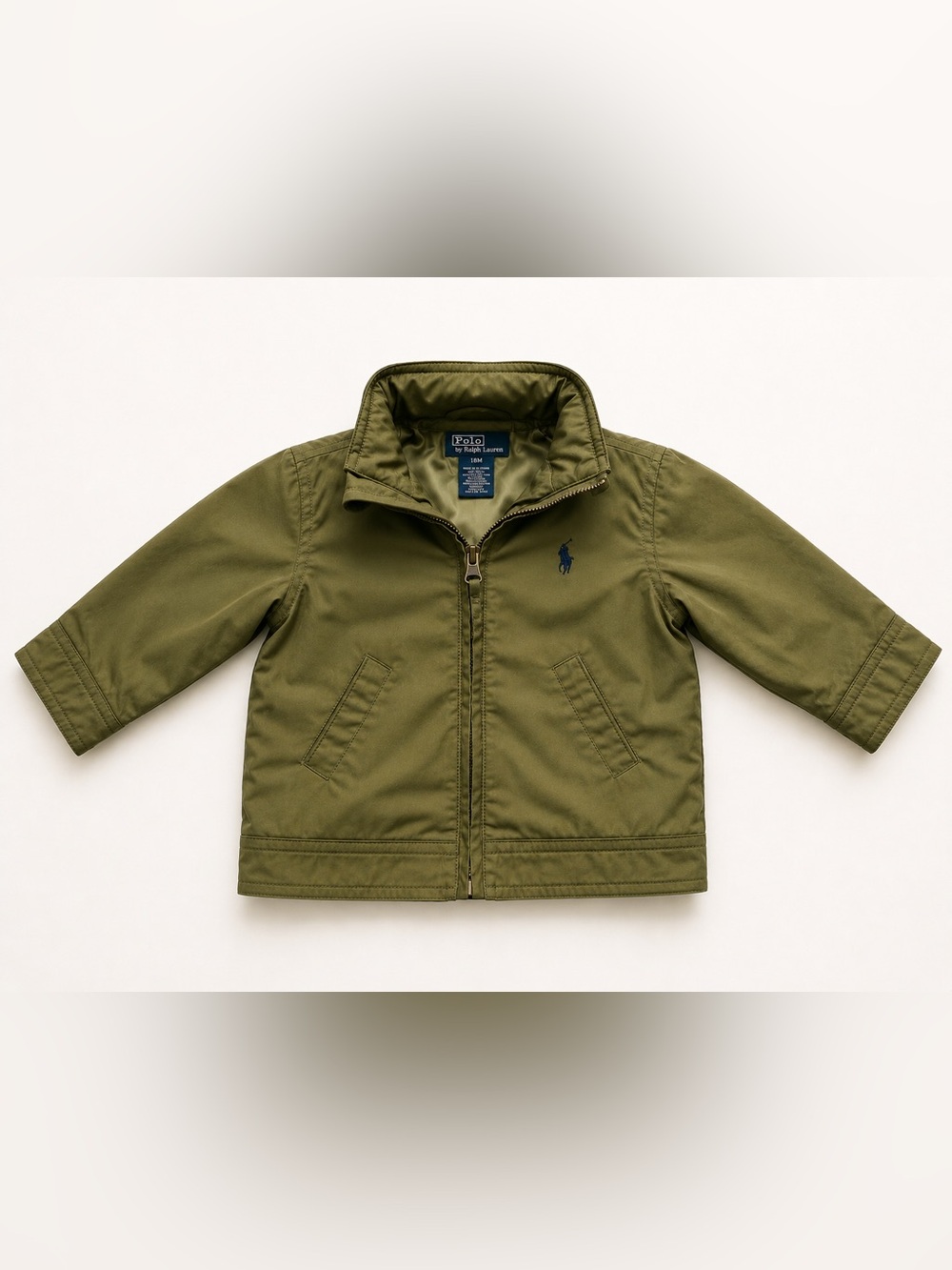 Polo Ralph Lauren Toddler Olive Green Hooded Windbreaker Jacket 18M